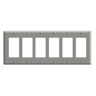 6-Gang Decora/GFCI Device Wallplate, Standard Size, Thermoset, Gray