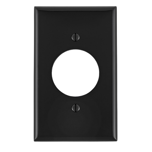 1-Gang 1.60 Inch Hole Outlet/Receptacle Wallplate, Standard Size, Thermoplastic Nylon, Black