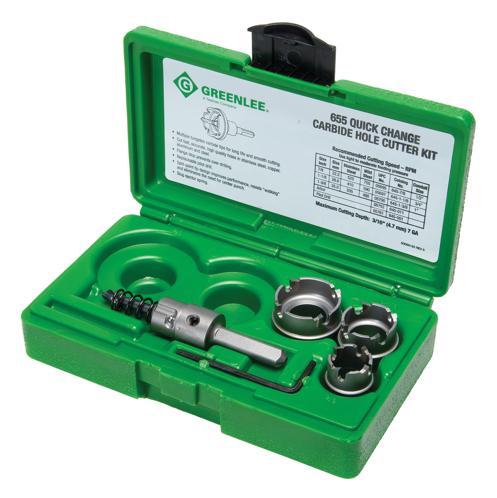 7/8", 1-1/8", 1-3/8", 1-3/4", 2" Cutter Heads; Arbor, Hex Key and Case