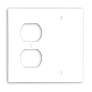 2-Gang Combination, 1-Duplex 1-Blank Wallplate, Standard Size, Thermoset, White