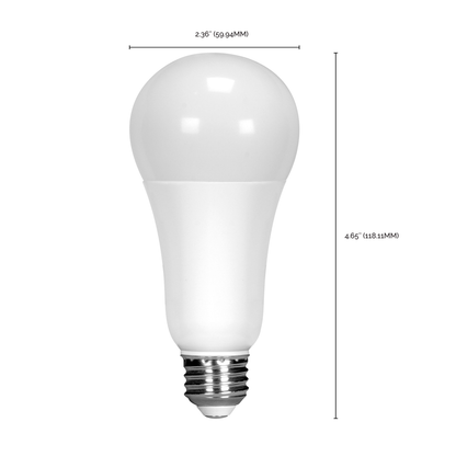 16.5 Watt; A19 LED; 90CRI; 2700K; Medium base; 220 deg. Beam Angle; 120 Volt; 1600 Lumens; CEC