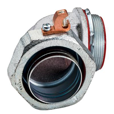 90° Liquidtight Connector with Copper Grounding Lug 1-1/4"