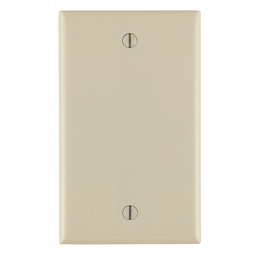 1-Gang Blank Wallplate, Standard Size, Thermoset, Box Mount, Light Almond