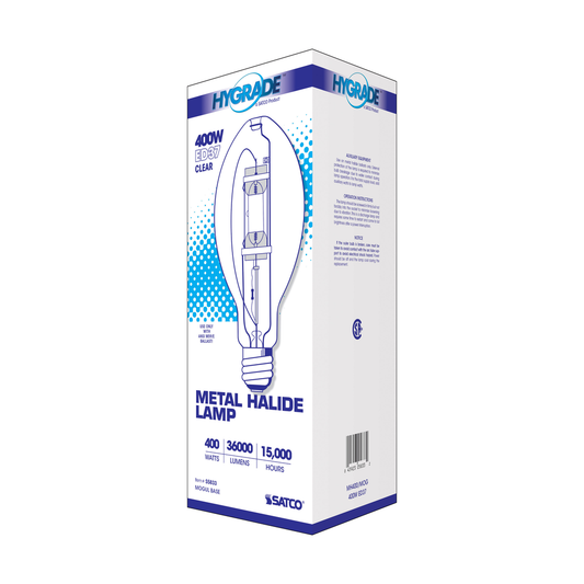 400 Watt; Metal Halide HID; Mogul base; ED37; Clear; 65 CRI; 4000K