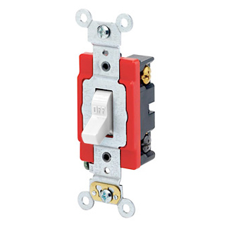 20 Amp, 120/277 Volt, Toggle 4-Way AC Quiet Switch, Extra Heavy Duty Spec Grade, Self Grounding, Back & Side Wired - WHITE