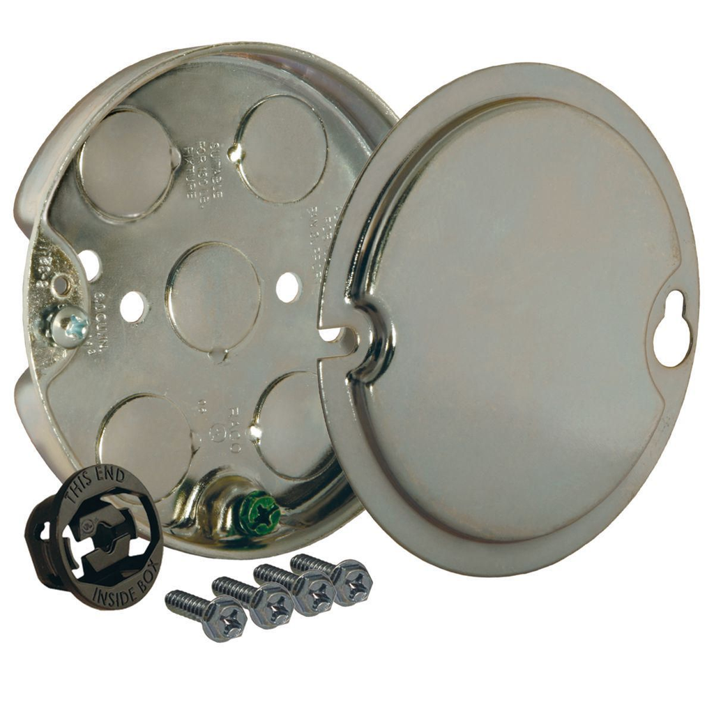 4 in. Round Ceiling Rated Fan Pan, 1/2 in. Depth, Five 1/2 in. KO's