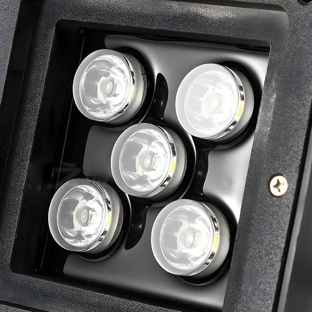 [Open-Box]5-Light LED Modern Square In-Ground Well Lights Step Deck Lighting with Light Sensor for Pathways