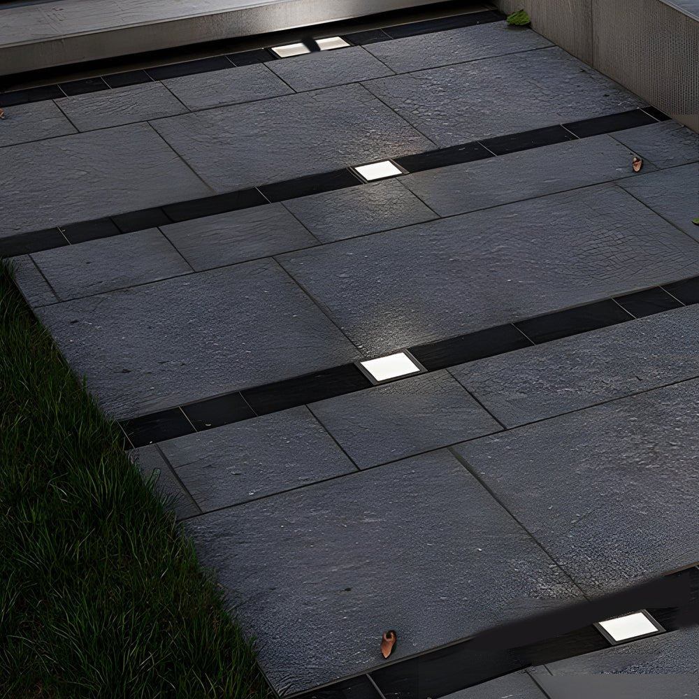 [Open-Box]5-Light LED Modern Square In-Ground Well Lights Step Deck Lighting with Light Sensor for Pathways