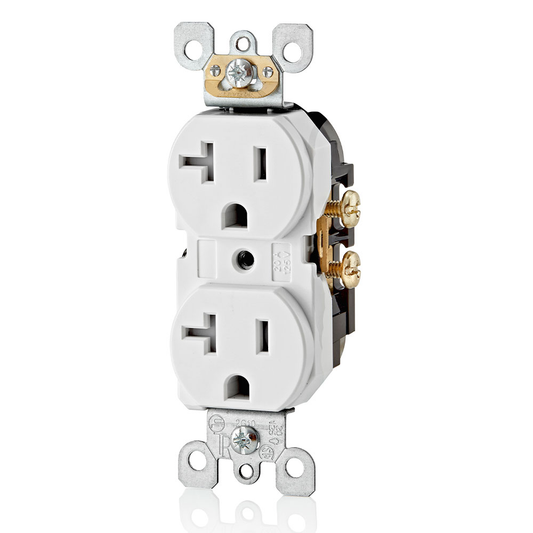 20 Amp Duplex Tamper-Resistant Outlet/Receptacle, Grounding, White