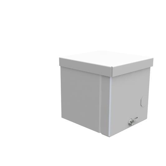 4X4X4 Screw Cover Type 3R UL Listed Steel No Knockouts ANSI 61 Gray Quad D Knockout For Lock Emboss Mounting Holes In Back
