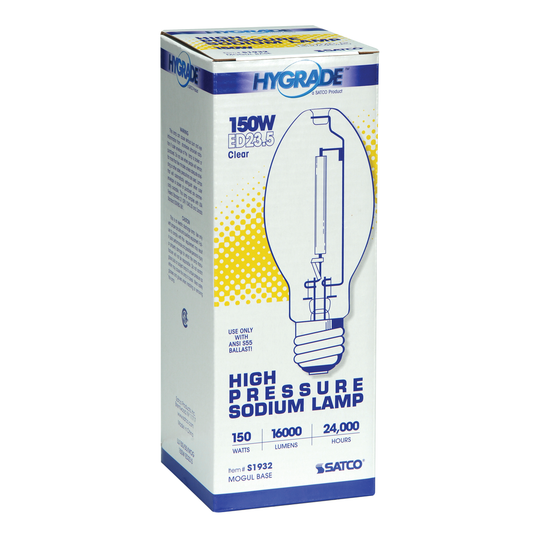 150 Watt; High Pressure Sodium HID; Mogul base; ED23 1/2; Clear; 22 CRI; 2100K
