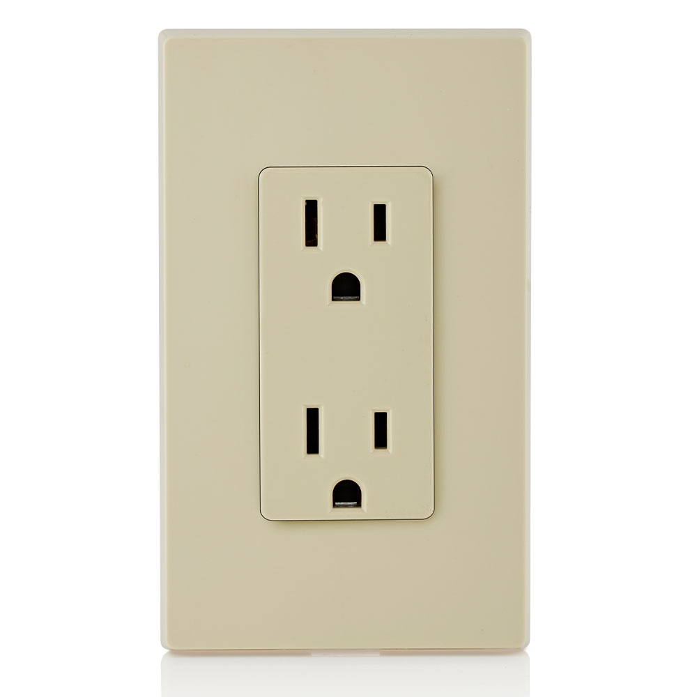 15 Amp Duplex Outlet/Receptacle, Self-Grounding, Ivory