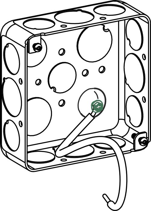 1-1/2" DEEP, 4" SQUARE (4S) BOX DRAWN WITH 1/2" & 3/4" KO & PIGTAIL