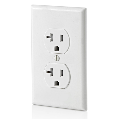 20 Amp Duplex Tamper-Resistant Outlet/Receptacle, Grounding, White