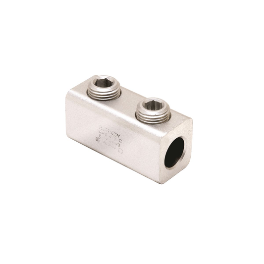 Aluminum Mechanical Splice, 500 kcmil-3/0 AWG, 13/16" Screw Dia, 4 Screws, 3/8" Hex Size, Al/Cu Rated, Tin Plated