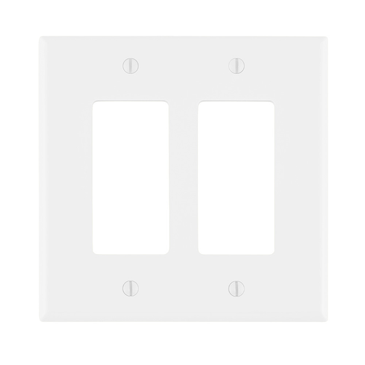 2-Gang Decora/GFCI Device Wallplate, Midway Size, Thermoplastic Nylon, White