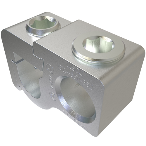 Aluminum Parallel Tap Connector, Dual Rated, Main Conductor Range 350-4/0, Tap Range 350-6, Tin Plated, UL, CSA