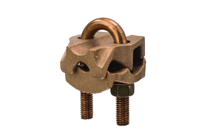 Bronze U-Bolt Clamp, 1/2″-3/4″ Pipe, 7/8″-1″ Rod, 300-500 AWG