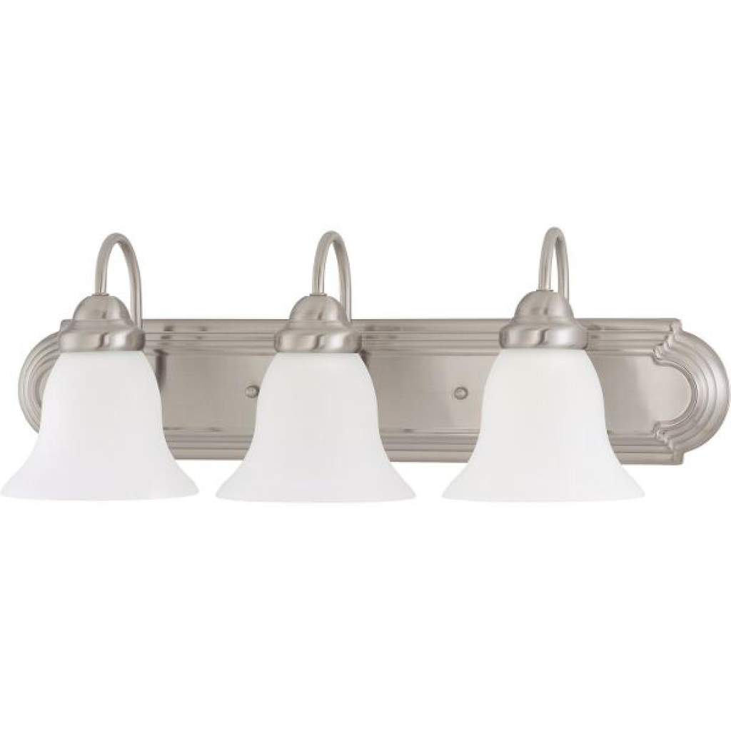 Ballerina - 3 Light 24" Vanity with Frosted White Glass - Brushed Nickel Finish