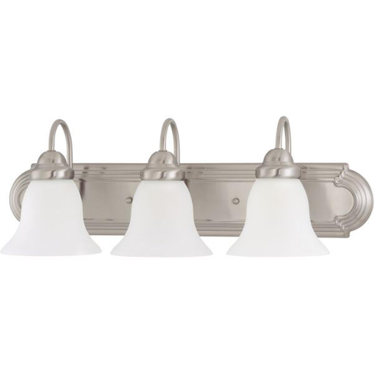 Ballerina - 3 Light 24" Vanity with Frosted White Glass - Brushed Nickel Finish