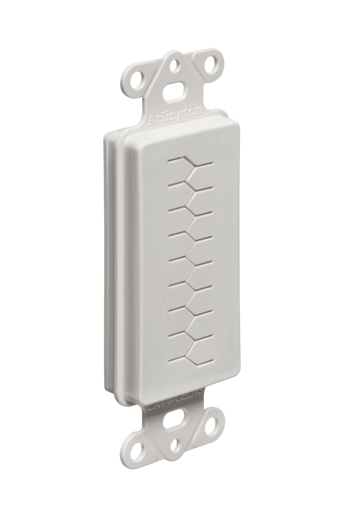 Cable entry device with slotted cover. White Non-metallic. Includes two #6 screws.