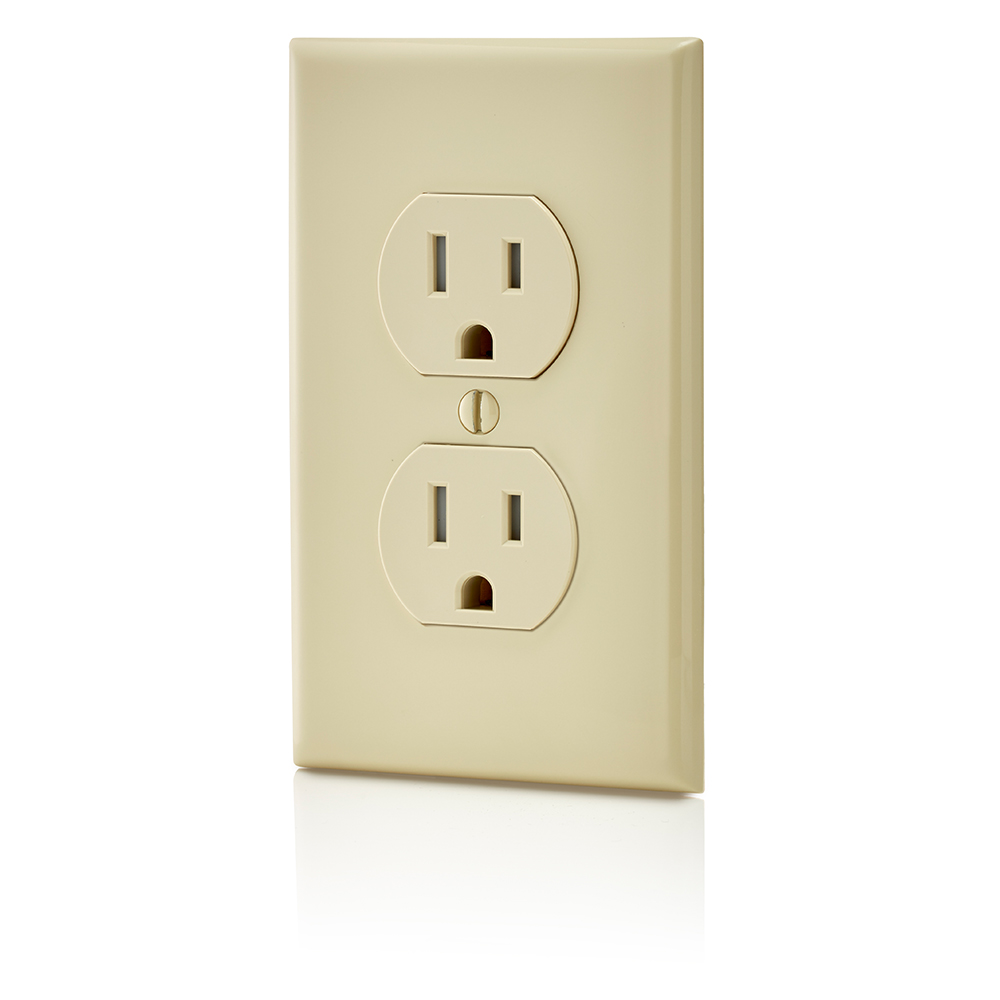 15 Amp Tamper-Resistant Duplex Outlet/Receptacle, Grounding, Ivory