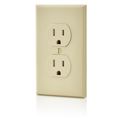 15 Amp Tamper-Resistant Duplex Outlet/Receptacle, Grounding, Ivory