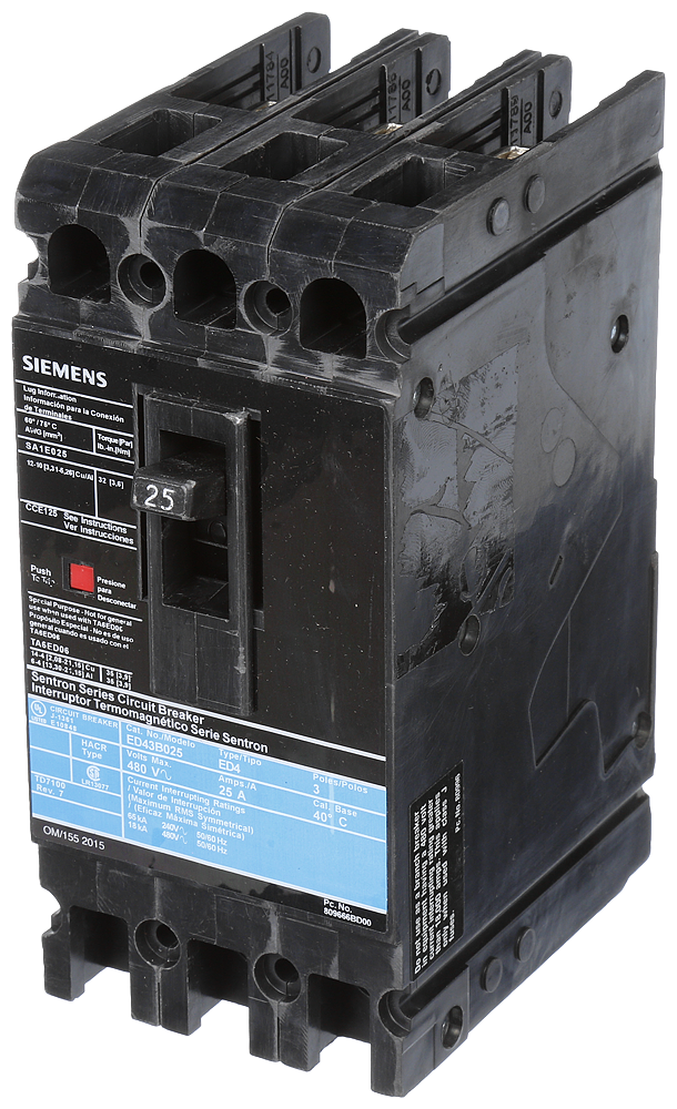 BRKR ED4 3P 480V 25A LUG