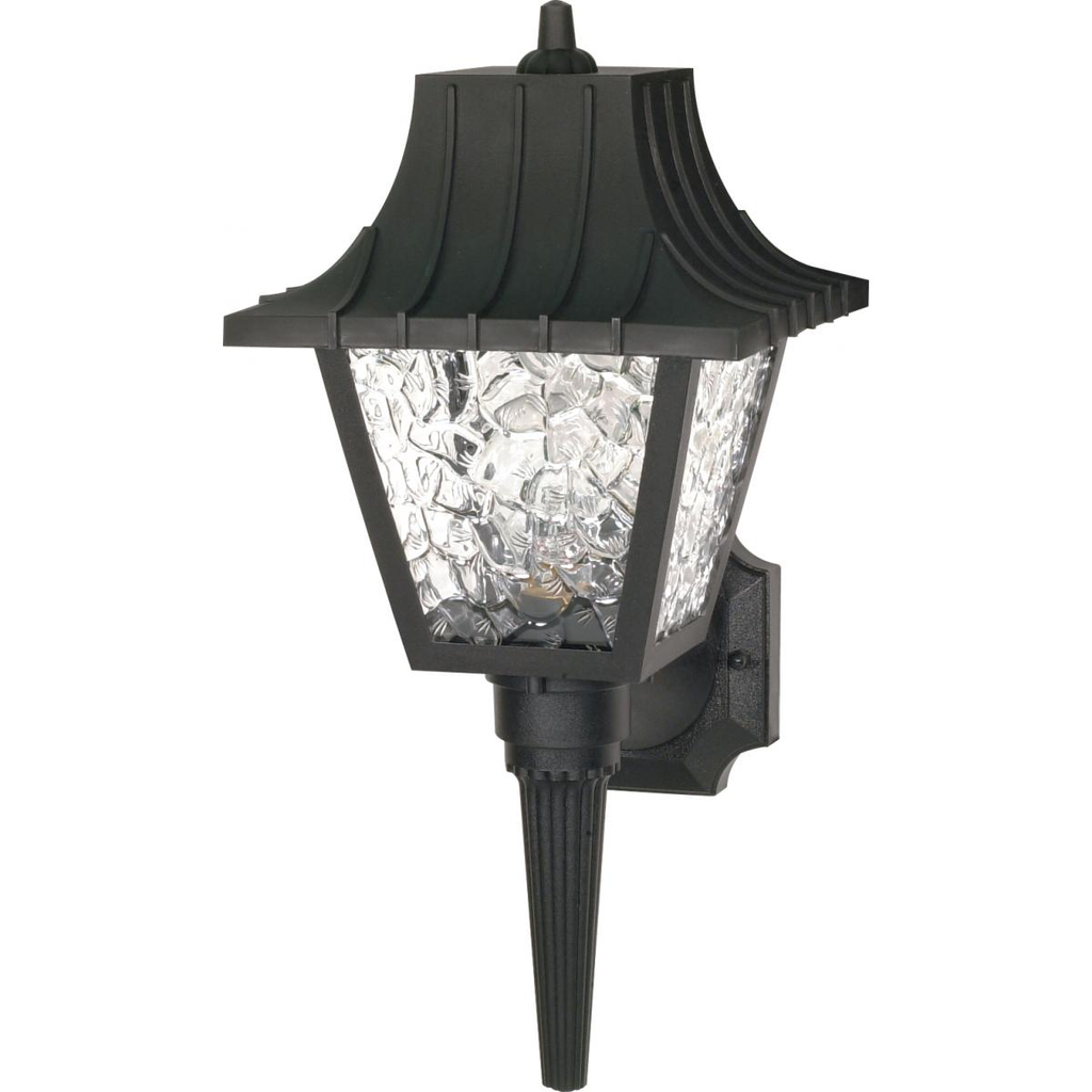 1 Light - 18" Mansard Lantern withTextured Acrylic Panels - Black Finish