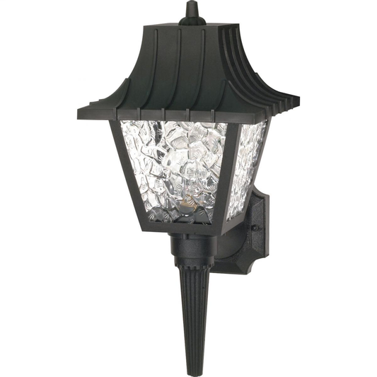 1 Light - 18" Mansard Lantern withTextured Acrylic Panels - Black Finish
