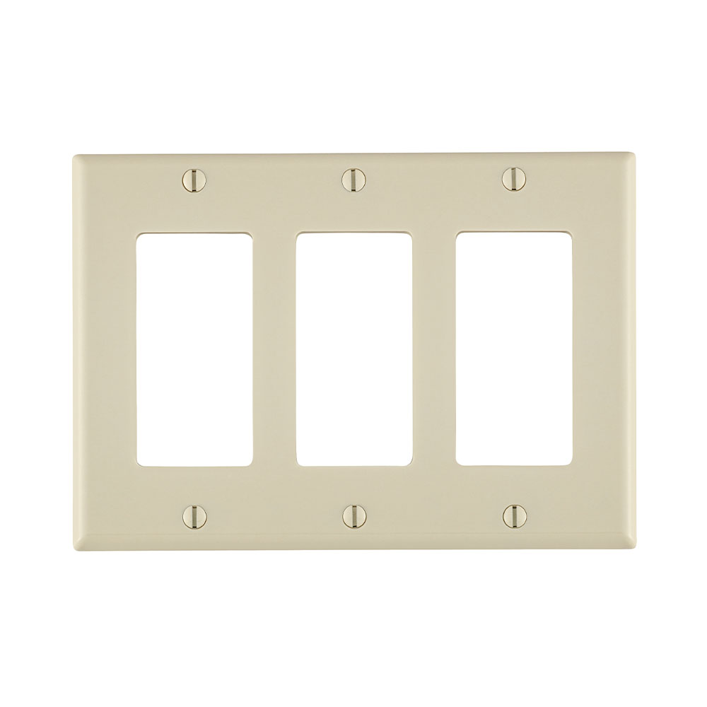 3-Gang Decora/GFCI Device Wallplate, Standard Size, Thermoset, Light Almond