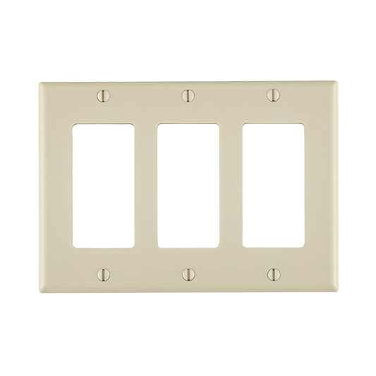 3-Gang Decora/GFCI Device Wallplate, Standard Size, Thermoset, Light Almond