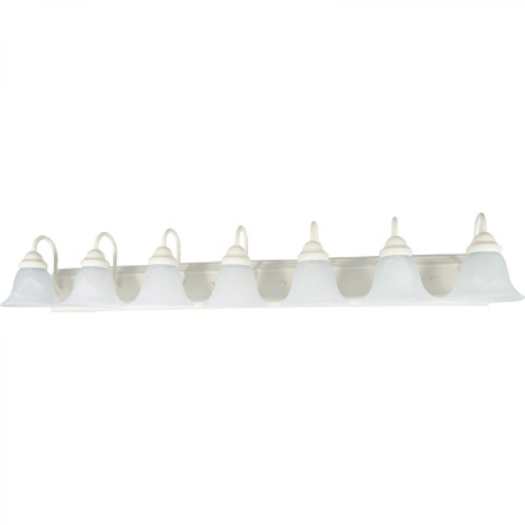 Ballerina - 7 Light 48" Vanity with Alabaster Glass - Textured White Finish