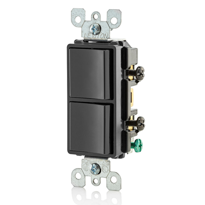 15 Amp Decora Single-Pole / Single-Pole Combination Switch, Grounding, Black