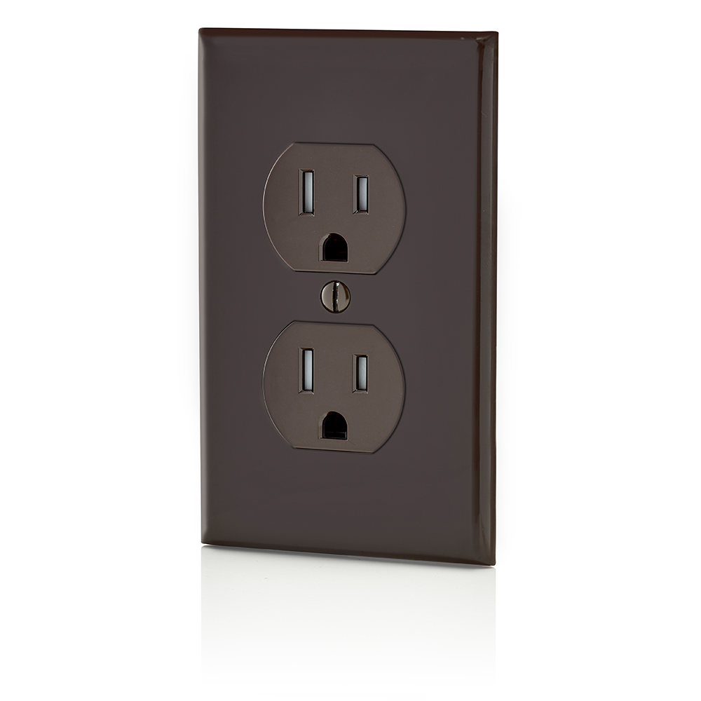 15 Amp Tamper-Resistant Duplex Outlet/Receptacle, Grounding, Brown
