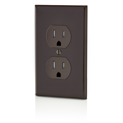 15 Amp Tamper-Resistant Duplex Outlet/Receptacle, Grounding, Brown