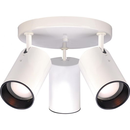 3 Light - R20 Straight Cylinder - White Finish