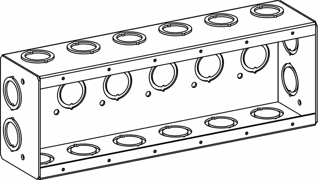 2-1/2" DEEP, 6-GANG MASONRY BOX WITH CKO