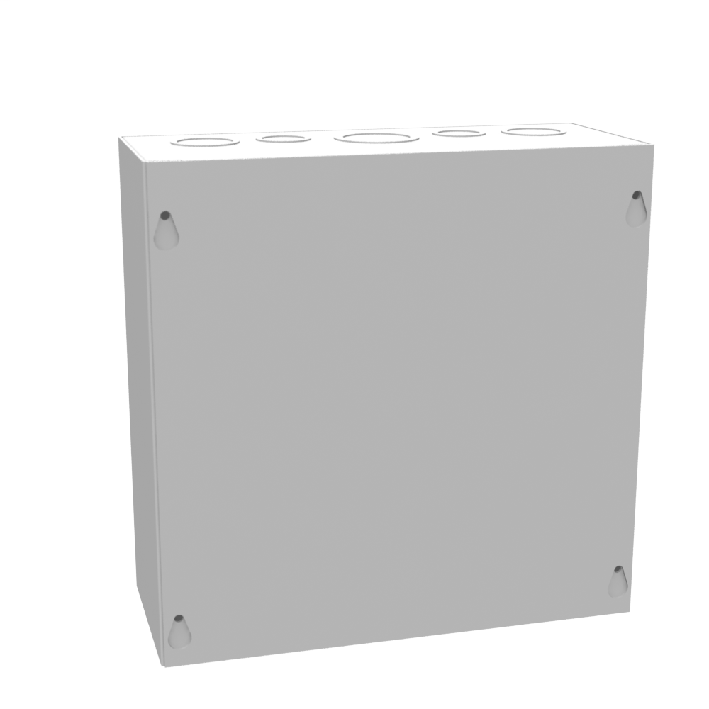 10x4X10 Screw Cover Type 1 UL Steel KOs Gray Cover w/Teardrop Slots Holes In Back