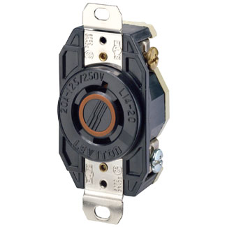 20 Amp, 125/250 Volt, Flush Mount Locking Receptacle, Industrial Grade