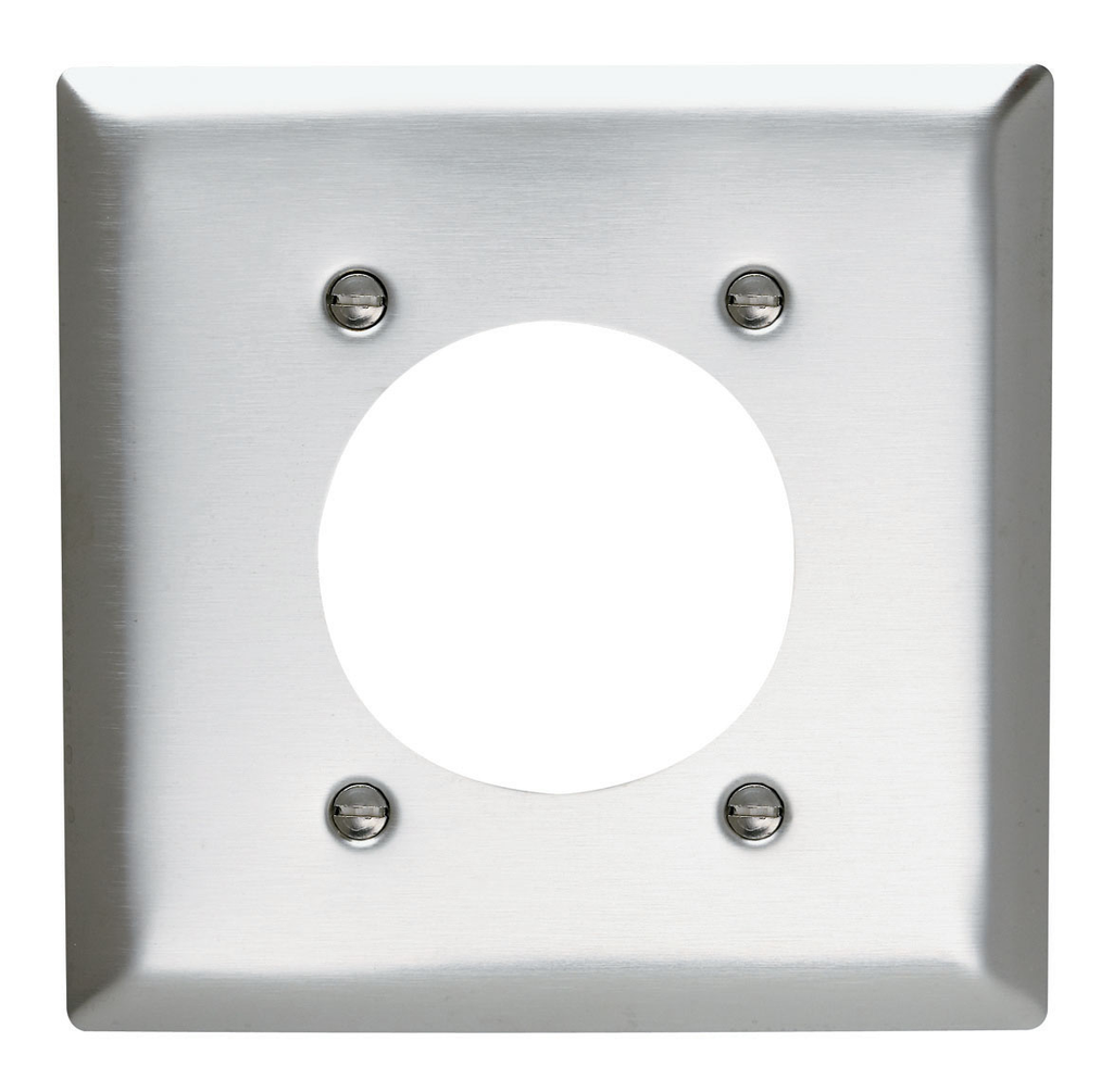 2-Gang 302/304 Stainless Steel Wall Plate, Power Outlet Receptacle 2.1563-in Diameter Opening