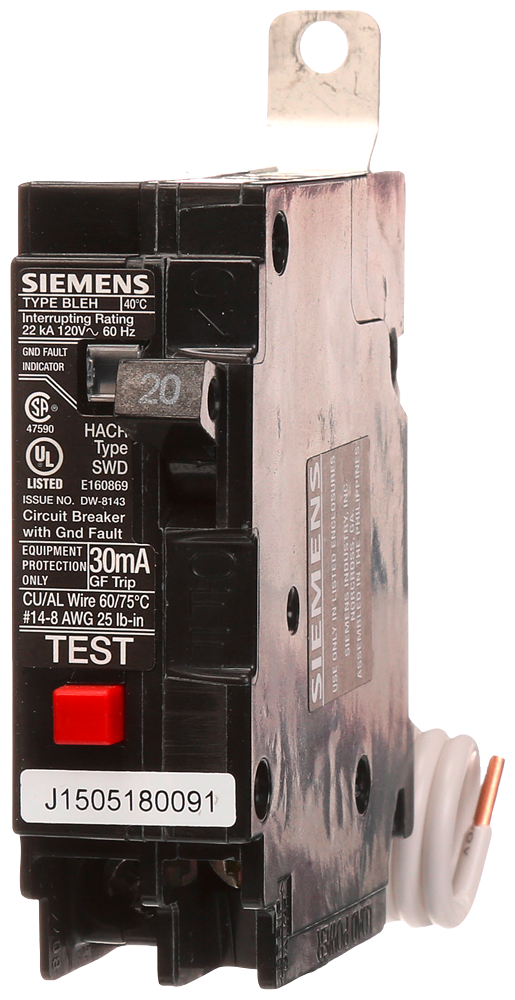 BRKR BLEH2 GFCI 30mA 1P 120V 20A 22KA
