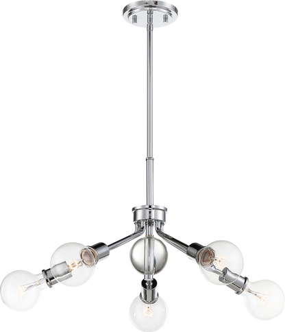 Bounce - 5 Light Pendant with Crystal Accent - Polished Nickel Finish