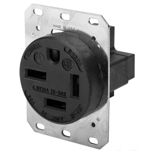 50A Single Receptacle 3P4W, 3Ph 250V 15-50R Black