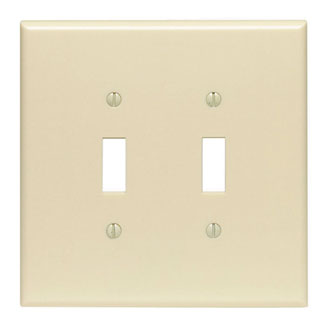 2-Gang Toggle Switch Wallplate, Oversized, Thermoset, Ivory