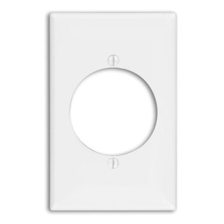 1-Gang 2.15" Diameter Flush Mount Outlet/Rec Wallplate, Standard Size, Therm Nylon, White