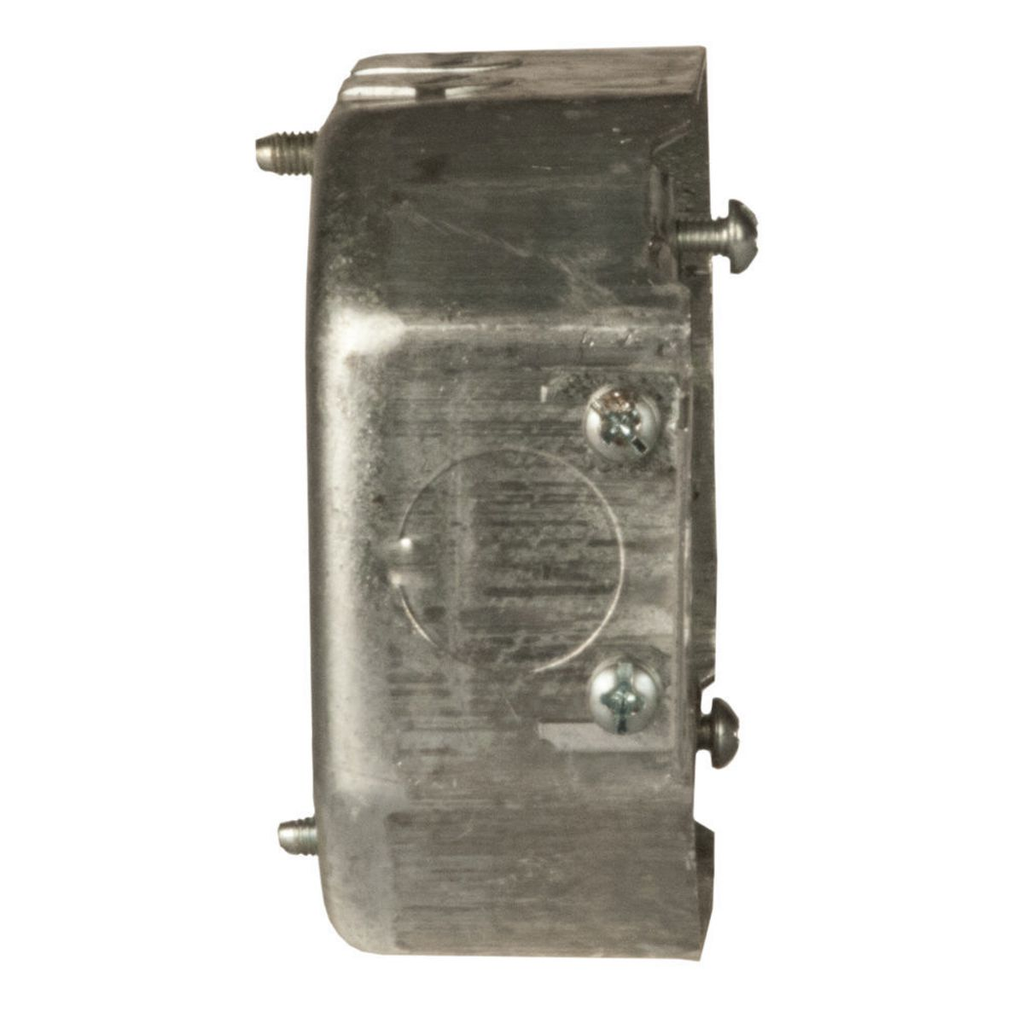 4 in. Octagon Box, Drawn, 1-1/2 in. Deep, Three 1/2 in. KO's & NMSC Clamps, Plaster Ears