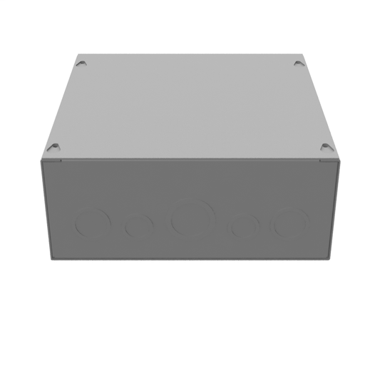 10x4X10 Screw Cover Type 1 UL Steel KOs Gray Cover w/Teardrop Slots Holes In Back