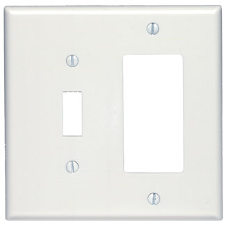 2-Gang 1-Toggle 1-Decora/GFCI Combination Wallplate, Midway Size, Thermoset, White