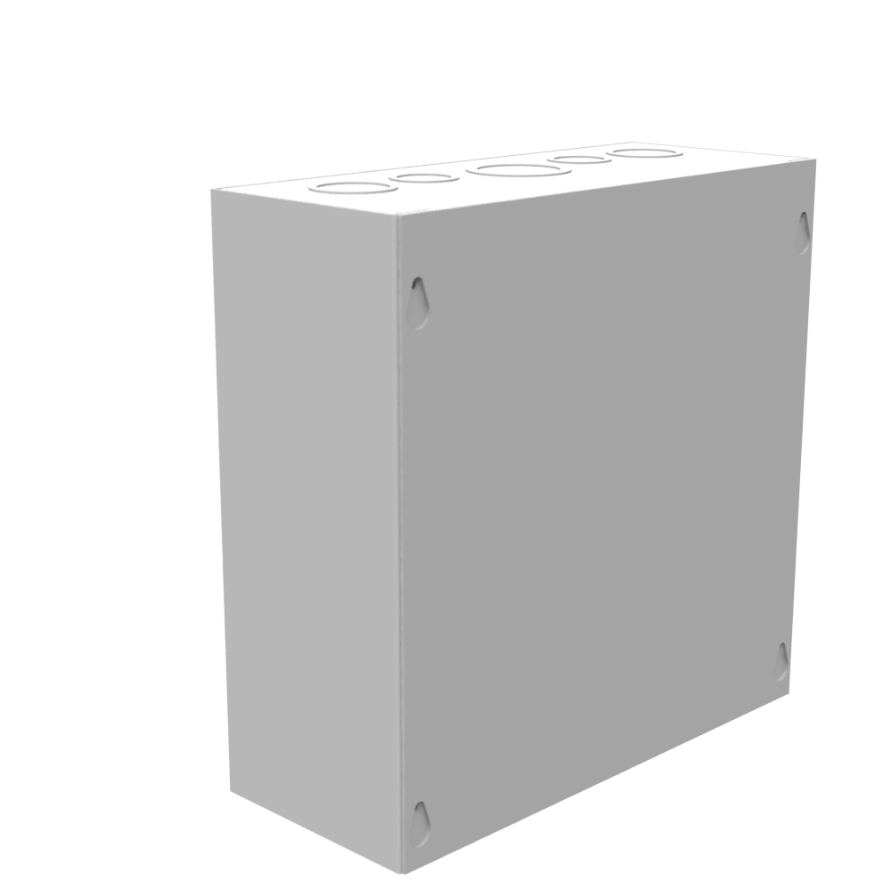 10x4X10 Screw Cover Type 1 UL Steel KOs Gray Cover w/Teardrop Slots Holes In Back